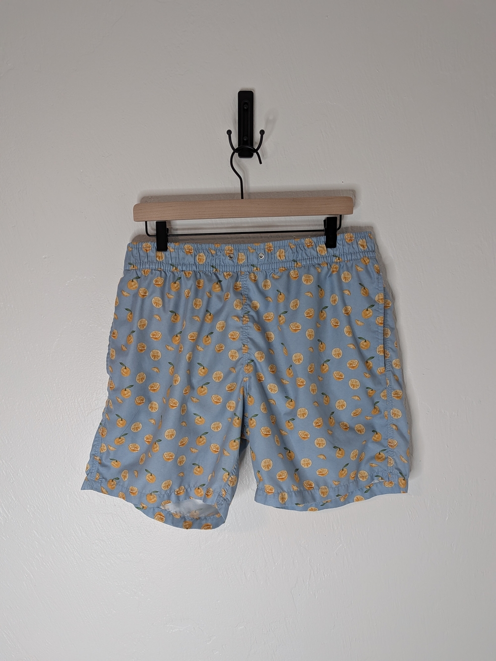 BlueWave XL Light Blue Swim Shorts with Yellow Lemon Print
